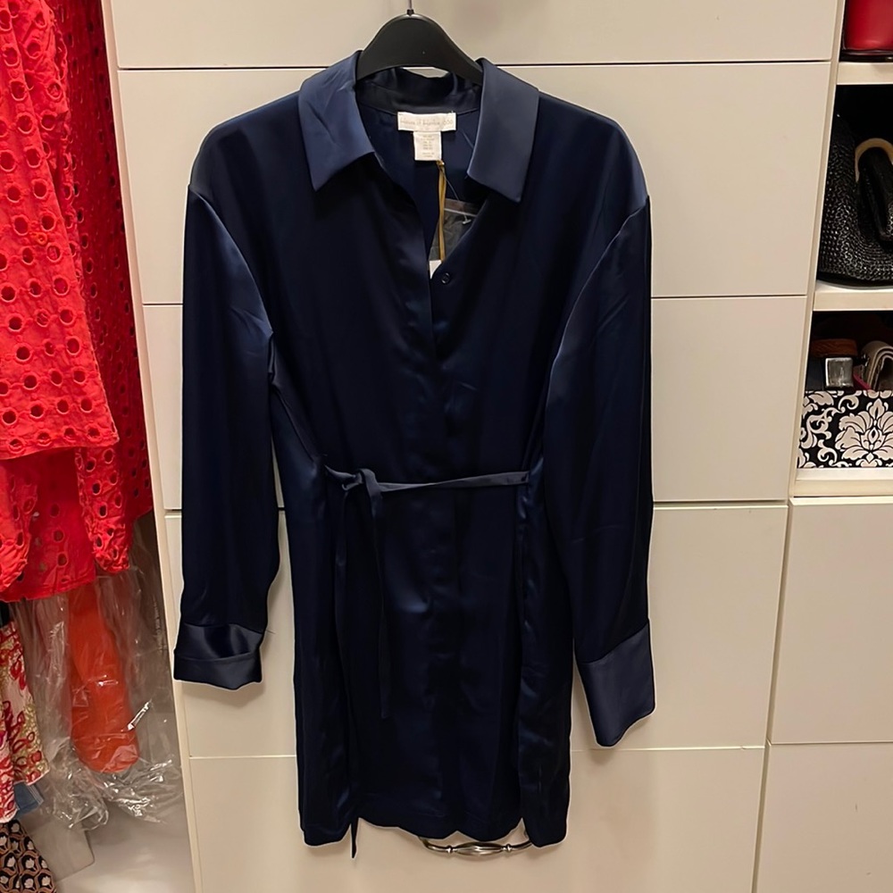 House of Harlow navy satin like mini dress